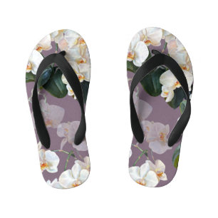Tongs Enfants Aquarelle orchidée lavande foncée.