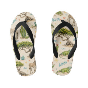Tongs Enfants Arbre divi d'Aruba, âne, iguane, cactus