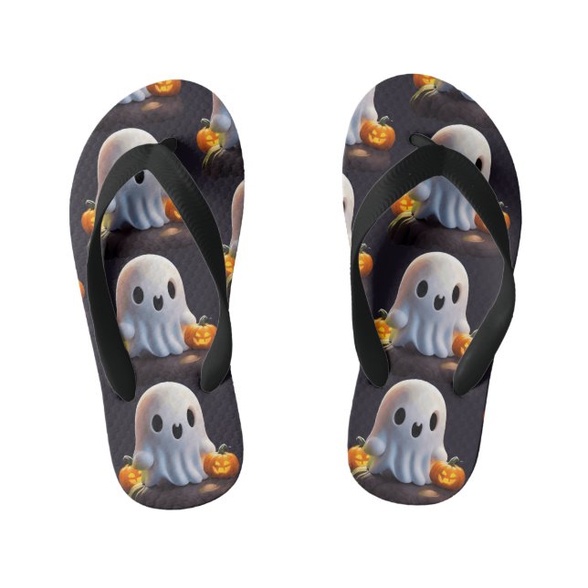 Tongs Enfants Baby Ghost Déplaisant mignon caractère Halloween (Semelle)