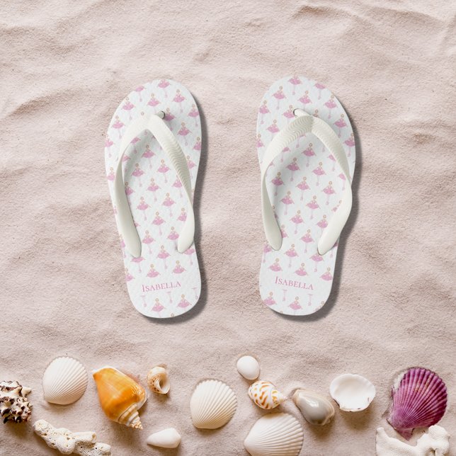 Tongs Enfants Ballerina princesse danseur rose blanc fille monog (Créateur téléchargé)