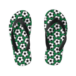 Tongs Enfants Ballons de Football Sports Vert Noir Blanc Enfants