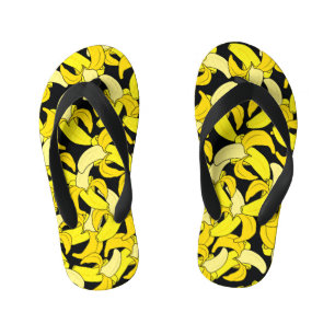 Tongs Enfants Bananes jaunes vintages : Arrière - plan noir