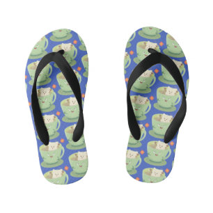 Tongs Enfants Bande dessinée de la tasse de thé mignonne humour