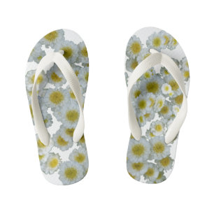 Tongs Enfants Blanc avec coeur jaune Fleurs pour enfants Flip Fl