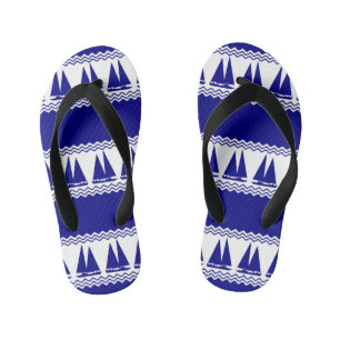 Tongs Enfants Bleu Nautique Voilier Côtière Stripes