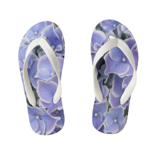 Tongs Enfants Blue Hydrangea avec bordures blanches Enfants Flip