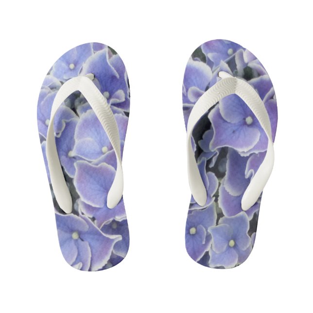 Tongs Enfants Blue Hydrangea avec bordures blanches Enfants Flip (Semelle)
