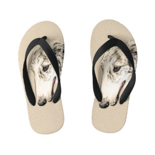 Tongs Enfants Borzoi (Argent Brindle) Peinture Chien Art origina