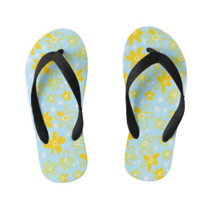 Tongs Enfants Bouquet Fleur Daisy Meadow Sky Jaune Blanc