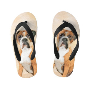 Tongs Enfants Boxer Dog Peinture Non Décroché Art animal origina