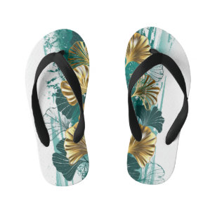 Tongs Enfants Branche avec Feuilles d'or Ginko Biloba