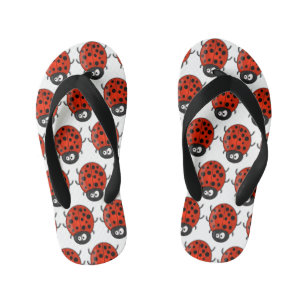 Tongs Enfants Caricature de coccinelle rouge joyeux