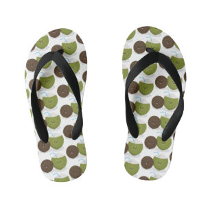 Tongs Enfants Caricature de noix de coco kawaii joyeux