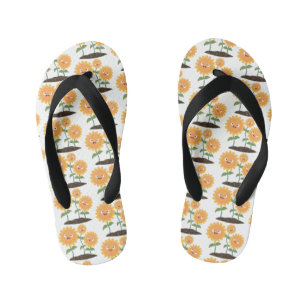 Tongs Enfants Caricature joli tournesol souriant illustration