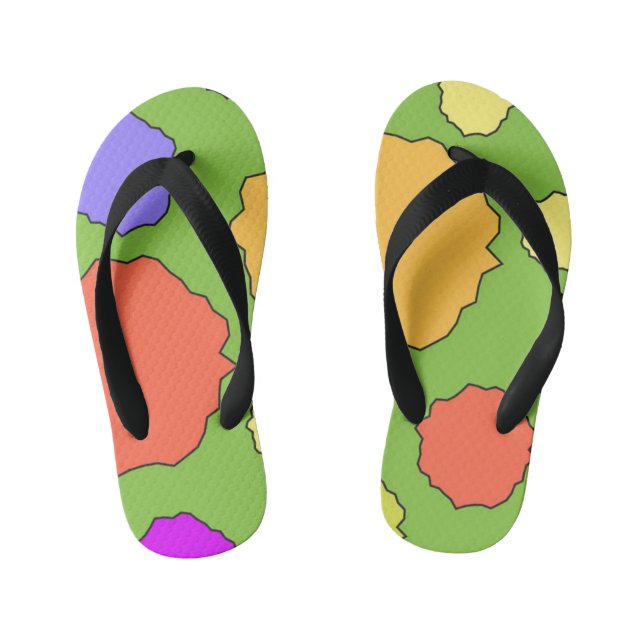Tongs Enfants Cercles colorés géométriques funky rétro (Semelle)