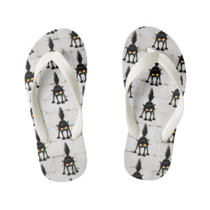 Tongs Enfants Chat noir de dessin animé drôle et féroce 