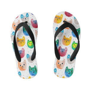 Tongs Enfants Chats d'aquarelle et amis