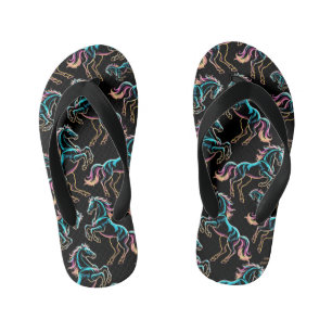 Tongs Enfants Cheval Enseigne au Néon Style Rétro Glitch