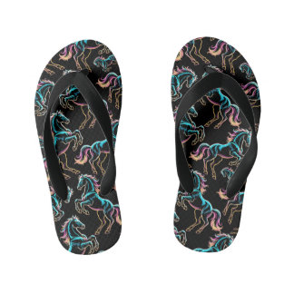 Tongs Enfants Cheval Enseigne au Néon Style Rétro Glitch
