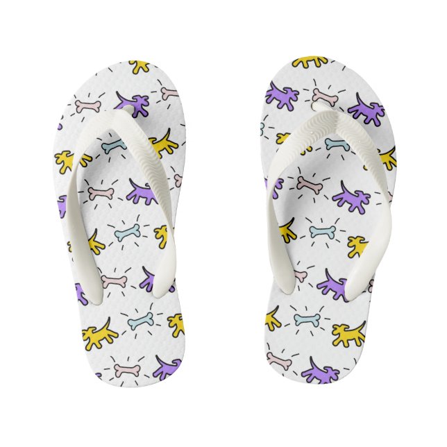 Tongs Enfants Chien et os Graffiti Style Enfants Flip Flop 1 (Semelle)