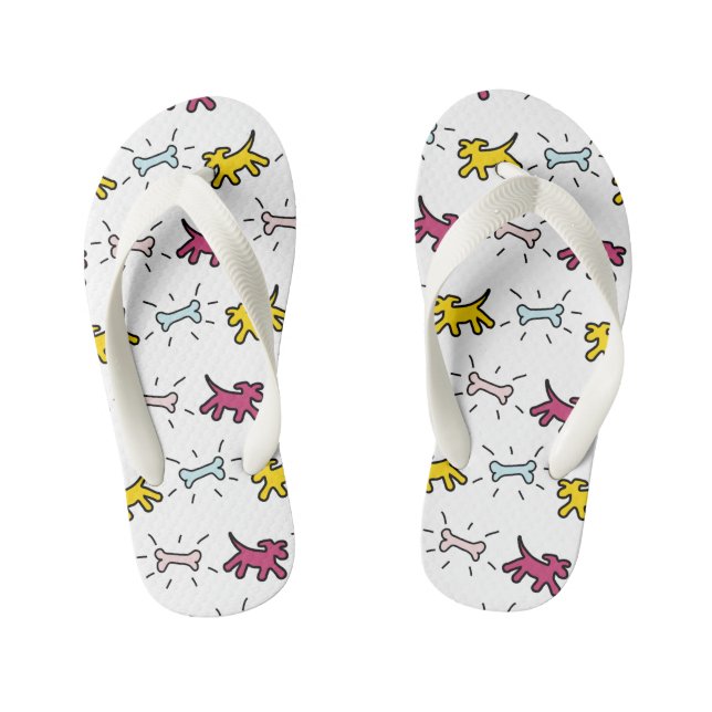 Tongs Enfants Chien et os Graffiti Style Enfants Flip Flop 2 (Semelle)