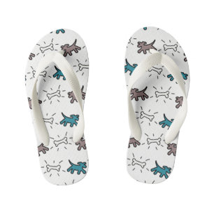 Tongs Enfants Chiens Bones Blancs Graffiti Style Enfants flip fl