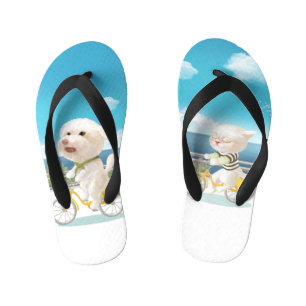Tongs Enfants Chiens et chats Vélo en mer