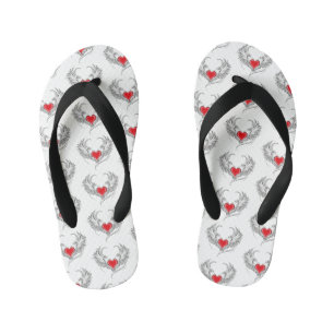 Tongs Enfants Cœur d'ange rouge avec des ailes