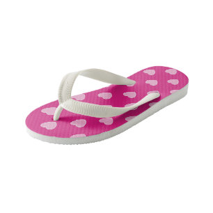 Tongs Enfants Coeurs rose et blanc