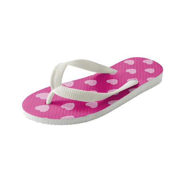 Tongs Enfants Coeurs rose et blanc (Incliné)