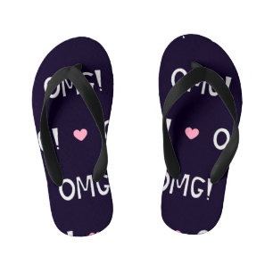 Tongs Enfants Cœurs, texto MDR, motif mignon