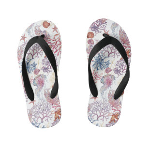 Tongs Enfants Composition de aquarelle sous-marine Série Design 
