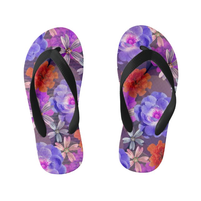 Tongs Enfants Couleur mignonne & Fille violet motif floral tenda (Semelle)