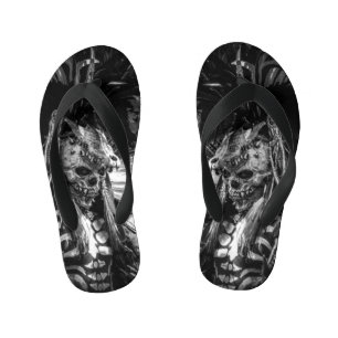 Tongs Enfants Crâne noir et blanc