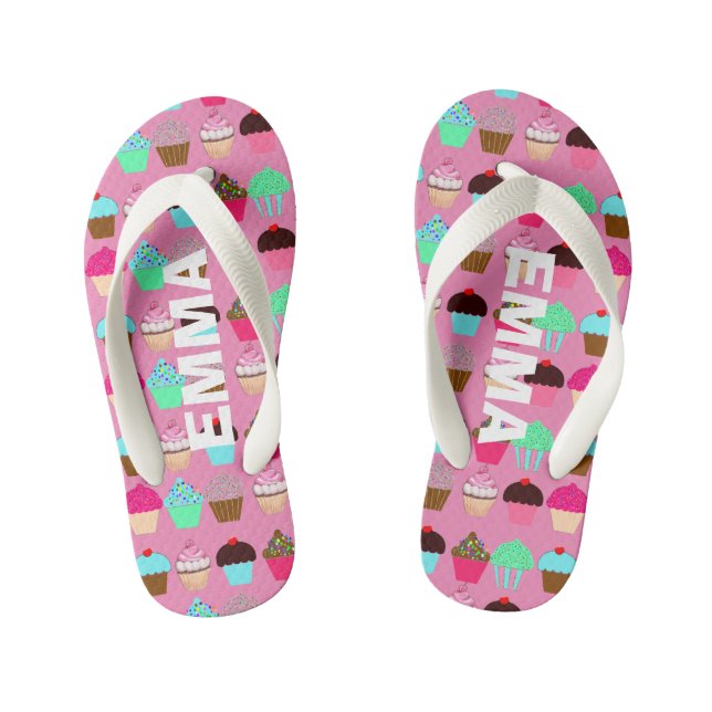 Tongs Enfants Cupcakes colorés - Couleurs personnalisables (Semelle)