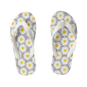 Tongs Enfants Cute Blanc Chamomile Gris Girl Flip Flops