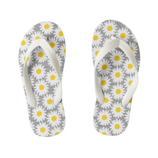 Tongs Enfants Cute Blanc Chamomile Gris Girl Flip Flops