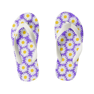 Tongs Enfants Cute Blanc Chamomille Violet Flip Flops