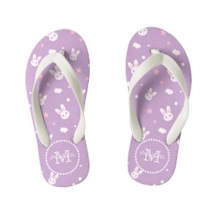 Tongs Enfants Cute Kawaii Girl Pink Bunny Rabbit Pastel Purple