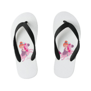 Tongs Enfants Cute Orange Haired Girl équitation sur une licorne