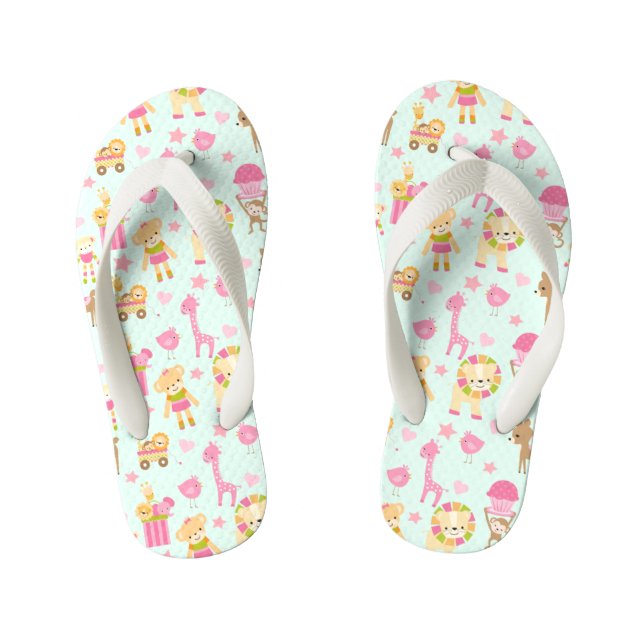 Tongs Enfants Cute Pattern avec Whimsical Animals & Toys (Semelle)