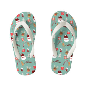 Tongs Enfants Cute Père Noël Reindeer Sucre de canne Motif en pa
