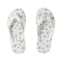 Cute Rainbow Hearts & Clouds Motif