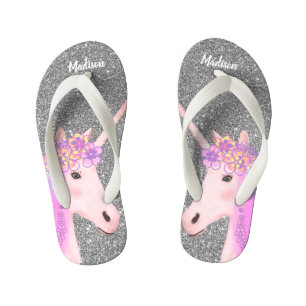 Tongs Enfants Cute Unicorn Silver Parties scintillant Girls Pers