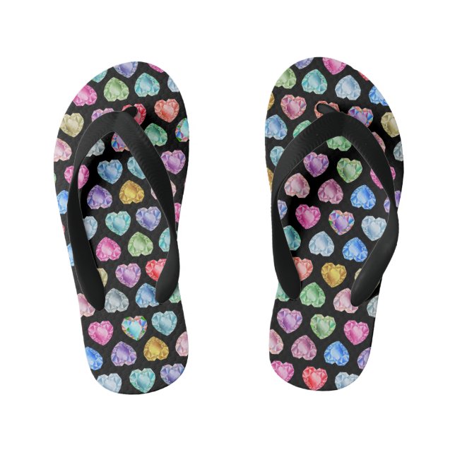 Tongs Enfants Diamond Heart Aquarelle Motif mignon Pastel Girly (Semelle)
