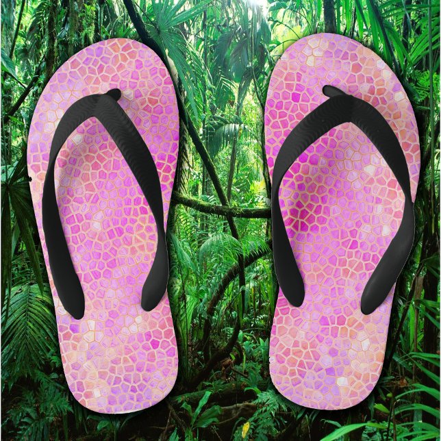 Tongs Enfants Dinosaure rose caché (Pink Dinosaur Hide Kids Flip Flops)