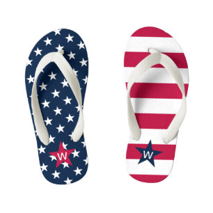 Tongs Enfants Drapeau Américain Monogramme Étoiles Frappes Flip 