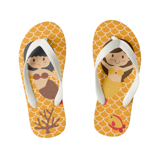 Tongs Enfants Échelles oranges de sirène (Semelle)