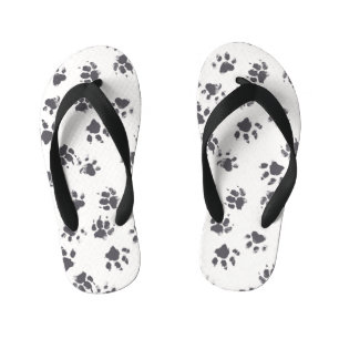 Tongs Enfants Empreintes Paw : Chien Monochrome Sans Seamless.