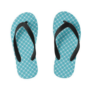 Tongs Enfants en vichy bleu et blanc